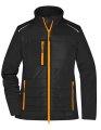 Dames Softshell Jas Daiber Hybrid JN1819 Zwart-Neon Oranje